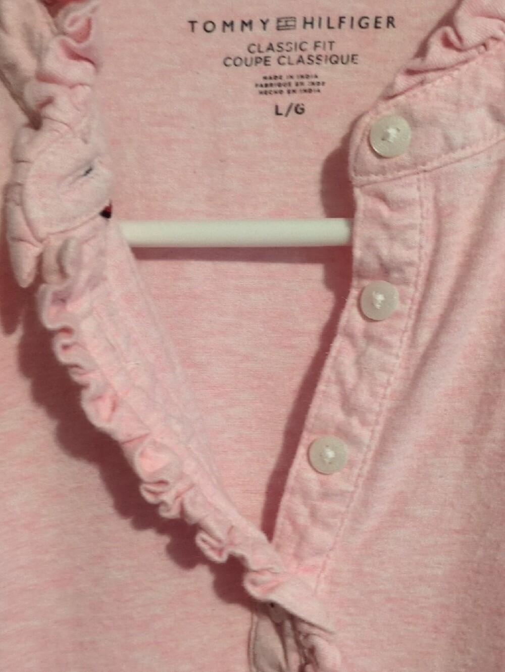 Tommy Hilfiger Pink Ruffle Henley Top - Picture 3 of 7